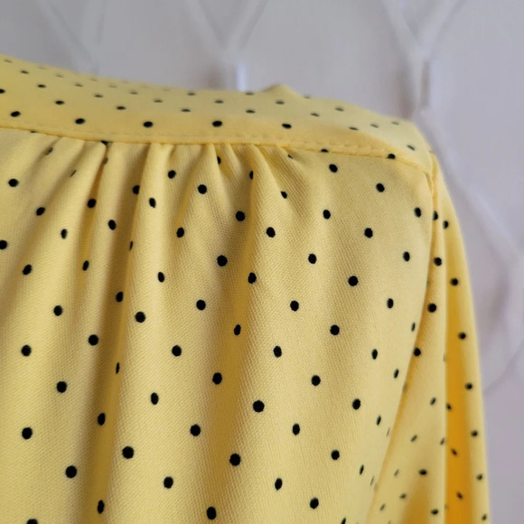 Vintage Polka-Dot Tunic Top / Yellow w/ Black / Fits Small - Picture 3 of 7